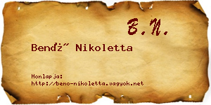 Benő Nikoletta névjegykártya